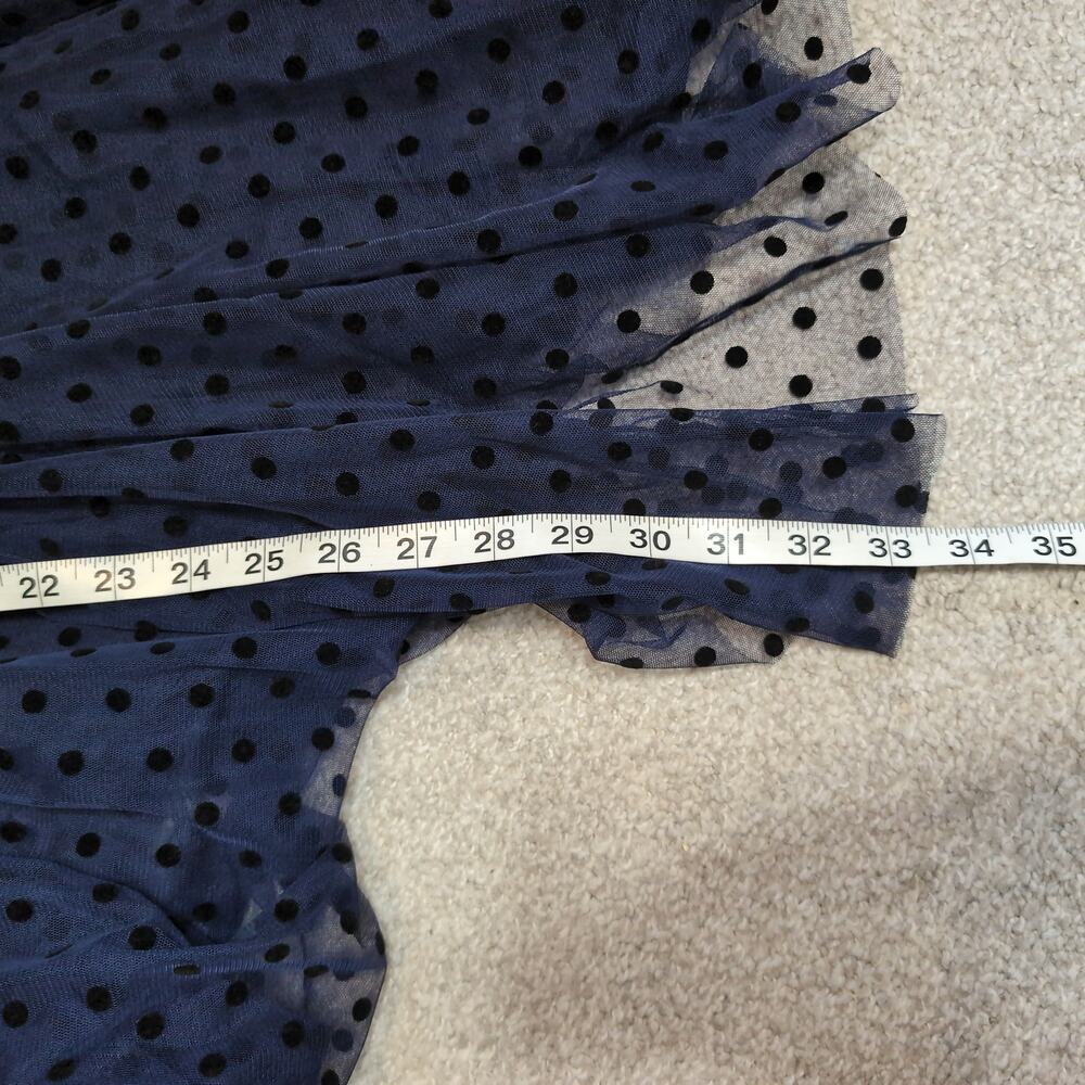 Navy Polka Dot Pleated Mesh Skirt Girly - Picture 6 of 6